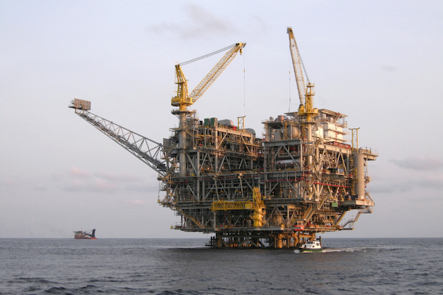 An oil platform off the coast of Angola, West Africa