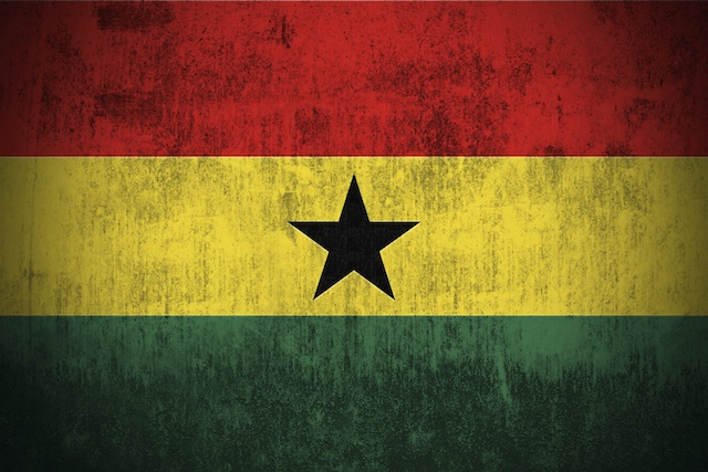 Weathered Flag Of Ghana, fabric textured